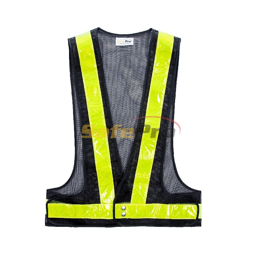 SAFETY VEST BLACK C/W YELLOW REFLECTOR SafePro