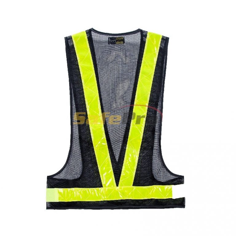 SAFETY VEST BLACK C/W YELLOW REFLECTOR SafePro